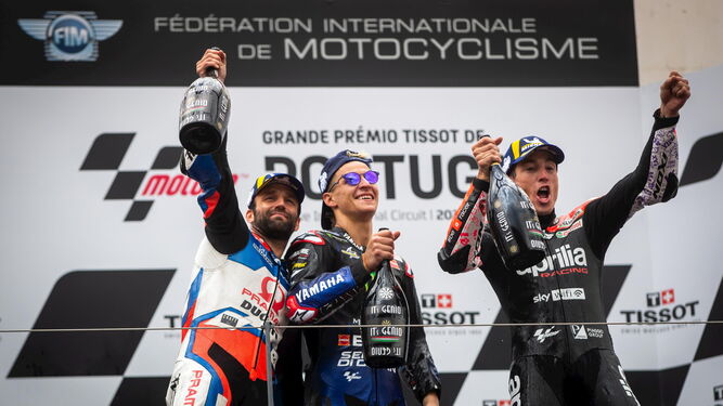 Quartararo, Zarco y Espargaró subieron al podio de MotoGP en Portimao.