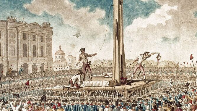 Ilustración de la ejecución de Luis XVI.