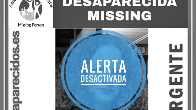 El cartel de SOS Desaparecidos que informa de la localización de la joven sanluqueña Sonia Galán Cordero.