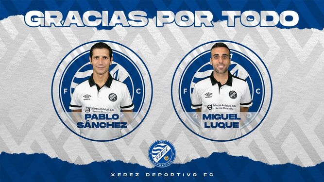 El club se ha despedido de Pablo Sánchez y Miguel Luque en una red social.