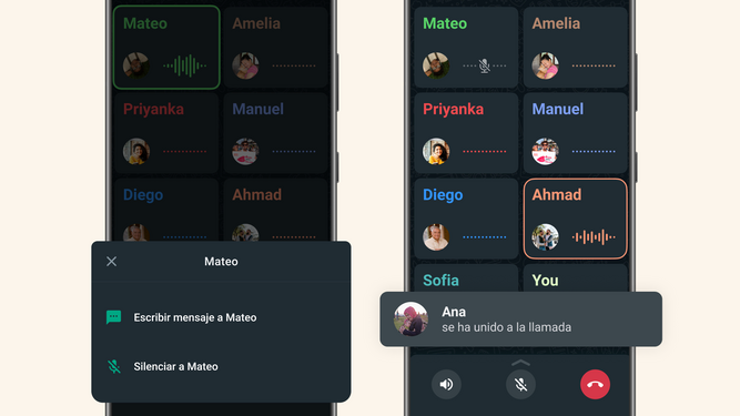 Novedades en las llamadas de voz en grupos de WhatsApp
