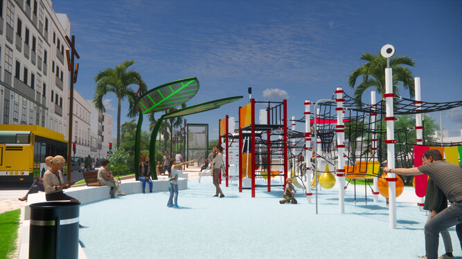 La nueva Alameda del Río incluirá nuevos parques infantiles.