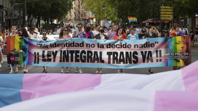 Imagen de archivo de varias personas durante el desfile con motivo del Día del Orgullo LGTBIQ+
