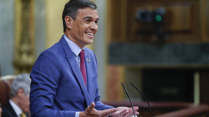 El presidente del Gobierno, Pedro Sánchez durante su intervención durante la segunda jornada del debate sobre el Estado de la Nación este miércoles en el Congreso.