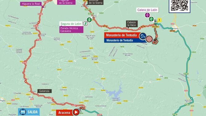 Mapa de la parte onubense de la 17ª etapa de La Vuelta.