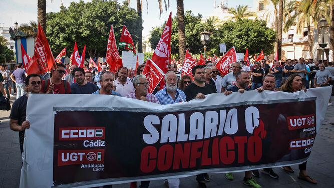 Manifestación de trabajadores de la Vid el pasado miércoles