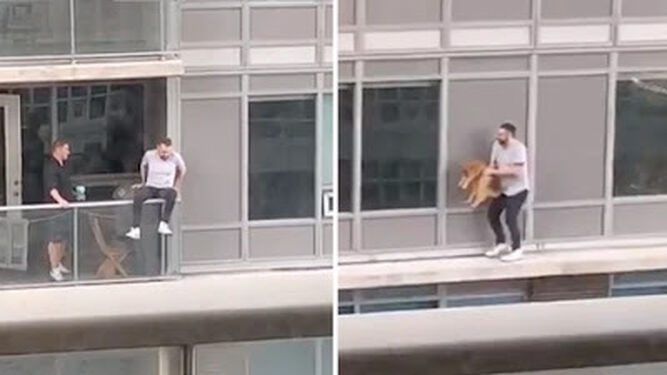 Arriesga su vida saltando en balcones de gran altura para salvar a su gato