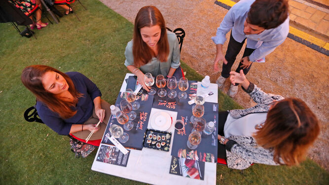 Maridaje de vinos de Jerez en un evento de la Sherry Week organizado por una bodega del Marco.