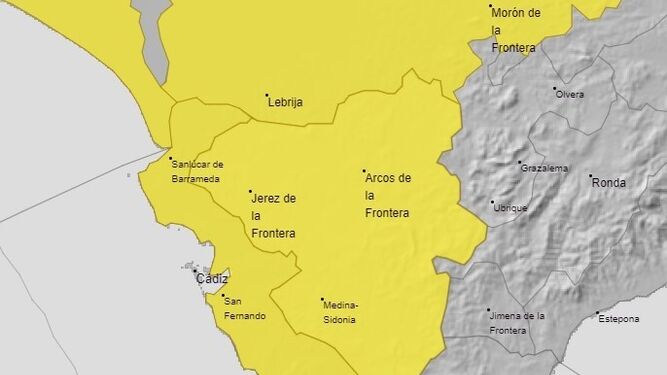 Alerta amarilla en las provincias de Huelva, Sevilla y Cádiz