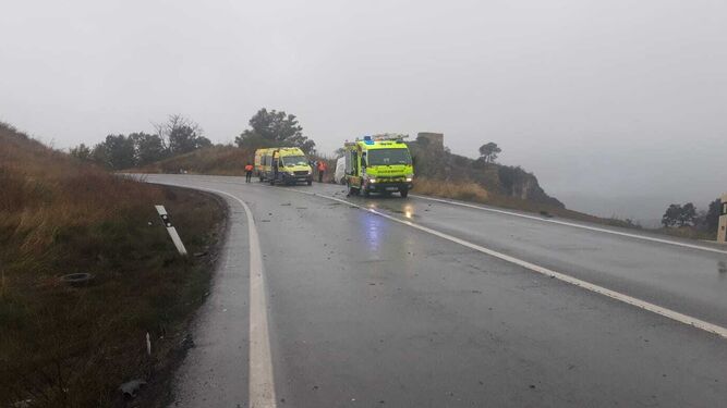 Imagen del accidente de tráfico en Olvera.