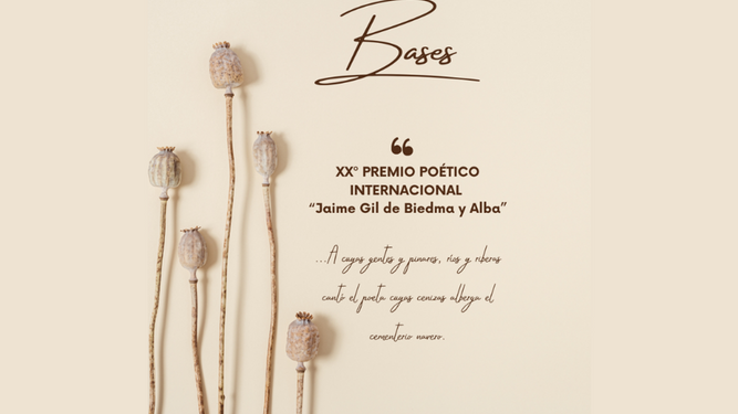 Cartel de la vígesima edición del Premio internacional de poesía 'Jaime Gil de Biedma y Alba'.
