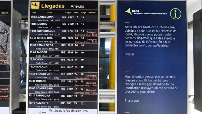 Una caída en los sistemas de Iberia provoca cinco cancelaciones y retrasos de una hora