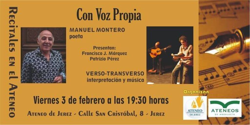 Recital po&eacute;tico "Con voz Propia" por Manuel Montero