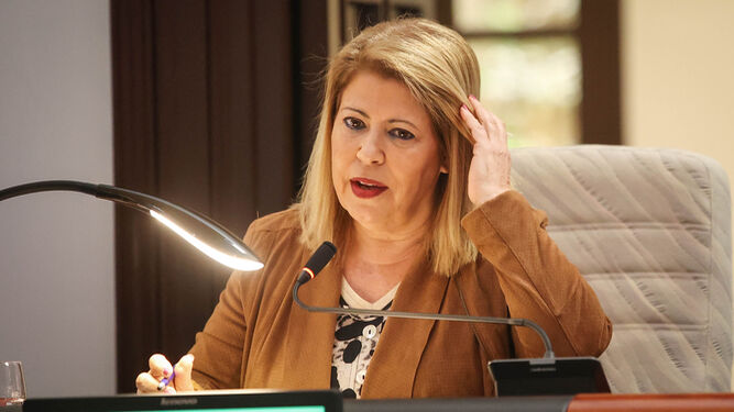 La alcaldesa, Mamen Sánchez, durante el pleno celebrado a finales del pasado mes.