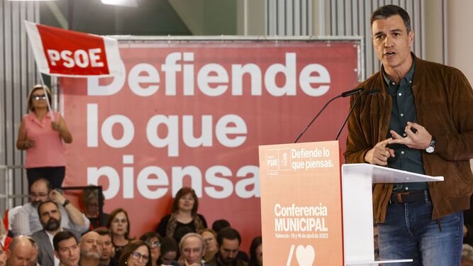 Pedro Sánchez, en un acto preelectoral en Valencia.
