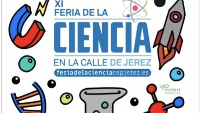 Detalle del cartel de la Feria de la Ciencia en la Calle de Jerez.