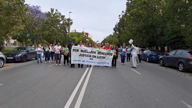 Protesta este pasado miércoles de los funcionarios de Justicia en Jerez.