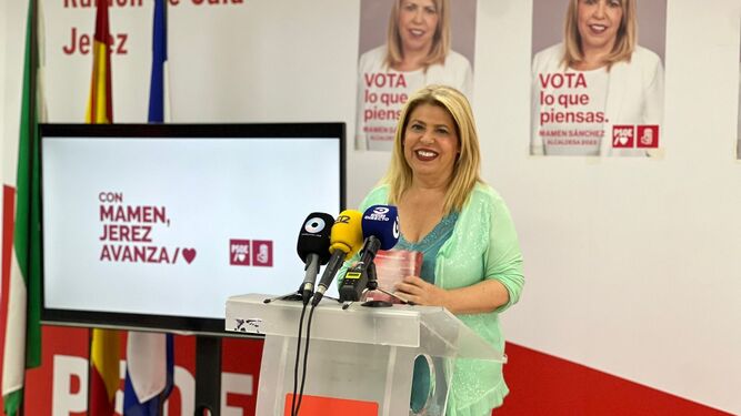 Mamen Sánchez, en la sede local del PSOE.