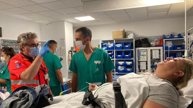 Imagen del simulacro de ictus realizado en el hospital de Jerez.