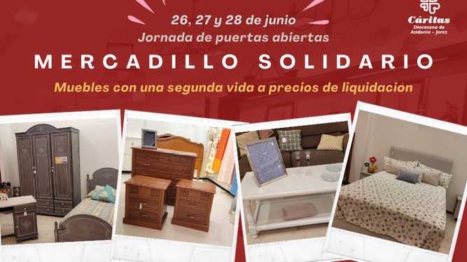 Cáritas organiza un mercadillo solidario los días 26, 27 y 28 de junio en Jerez.