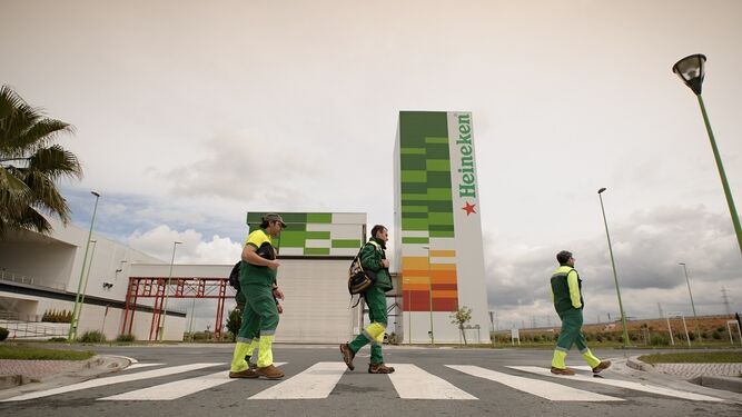 Trabajadores de Heineken en las instalaciones de Sevilla