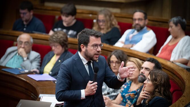Pere Aragonès, el pasado miércoles en el Parlamento de Cataluña.