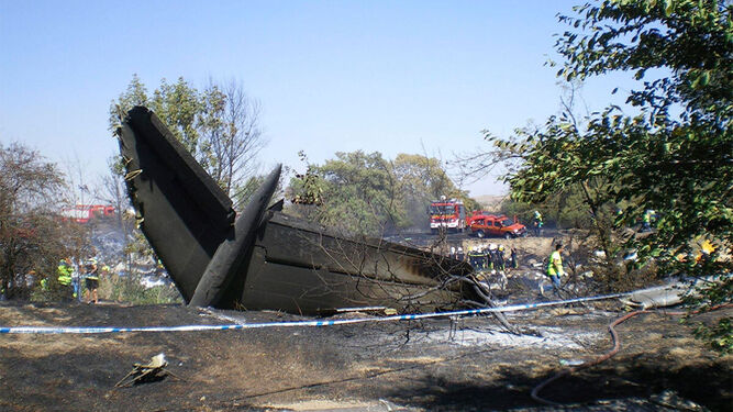 Una imagen de archivo del accidente del avión de Spanair en 2008.