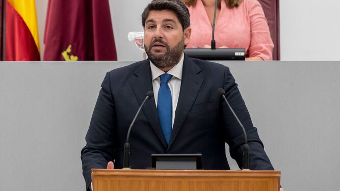 Fernando López Miras pronuncia su segundo discurso de investidura del verano de 2023.