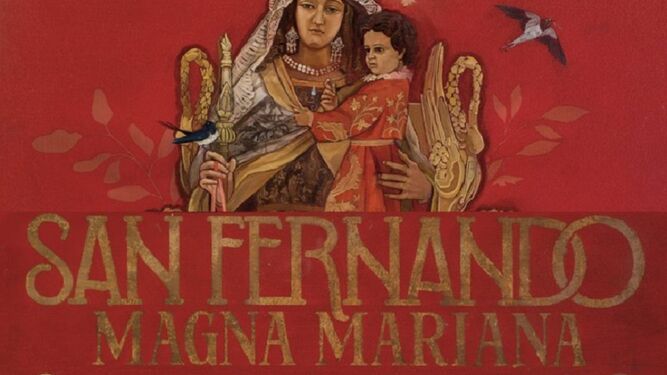 Cartel anunciador de la Procesión Magna Mariana en San Fernando.