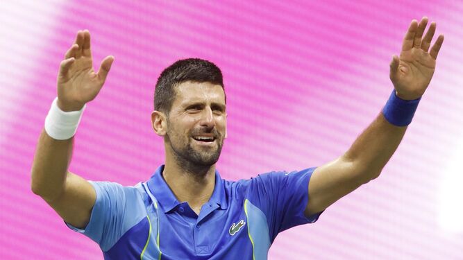 Djokovic celebra la conquista del Abierto de Estados Unidos.