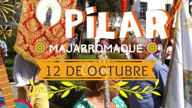 Detalle del cartel de las Fiestas del Pilar de Majarromaque.