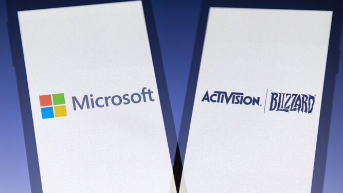 Logos de Microsoft y Activision Blizzard.