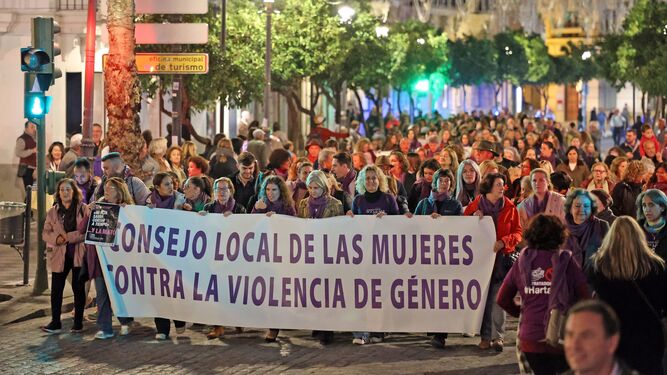 Manifestación en Jerez contra la violencia machista.