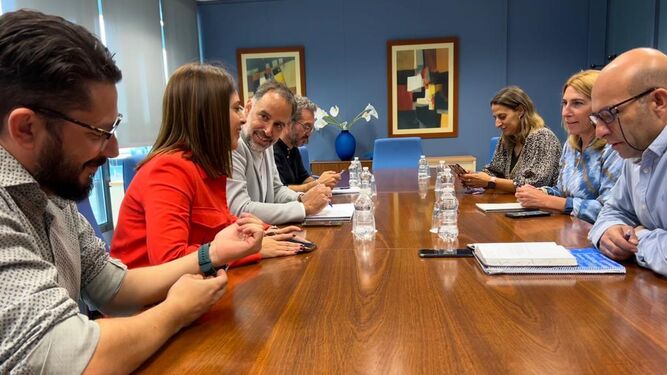 Representantes de IU en una reunión con la Junta de Andalucía.