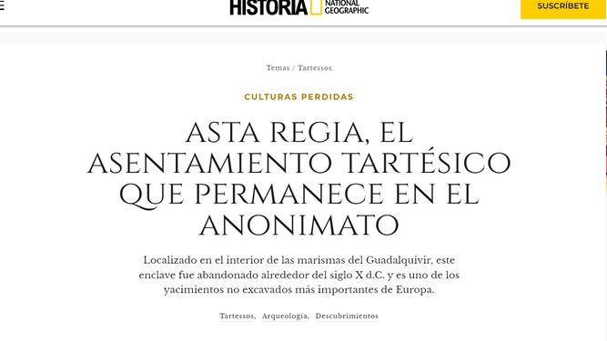 Imagen de la portada del reportaje de National Geographic sobre Asta Regia.