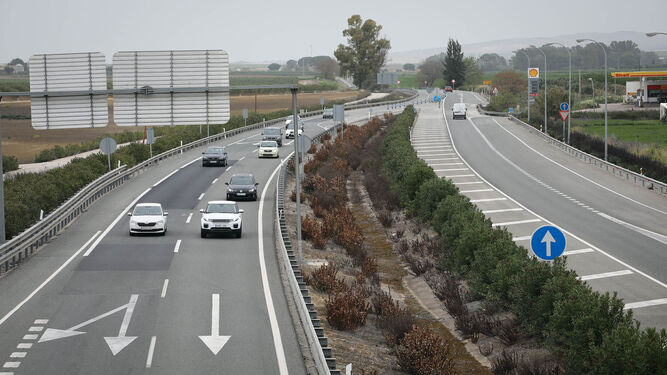 Punto donde la N-4 pasa a ser autovía a la altura del Aeropuerto de Jerez.