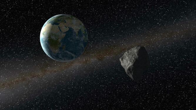 Representación de un asteroide cercano a la Tierra.
