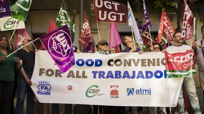 Una de las protestas de los sindicatos reclamando avances en la negociación en el anterior mandato.