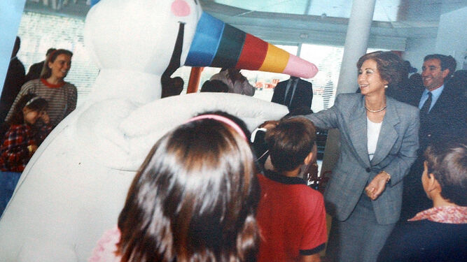 Curro saludando a la reina Sofía en los días de la Expo'92.