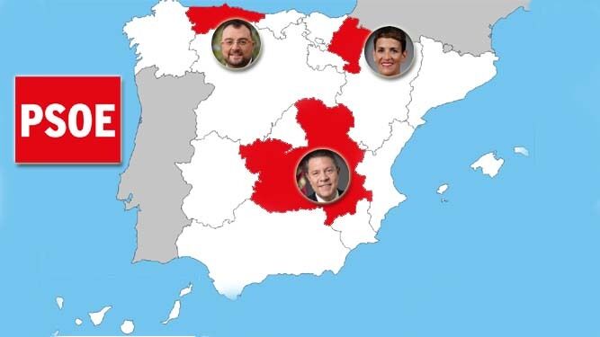 El mapa autonómico del PSOE: tres presidentes, un líder en salida y dos relevos previstos