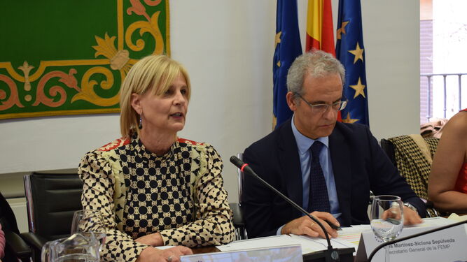María José García-Pelayo, durante la reunión de la FEMP celebrada este martes.
