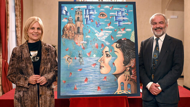 El pintor Otero Mestre cede a Jerez la obra 'Retrato onírico, regresando a casa', dedicado a Lola Flores
