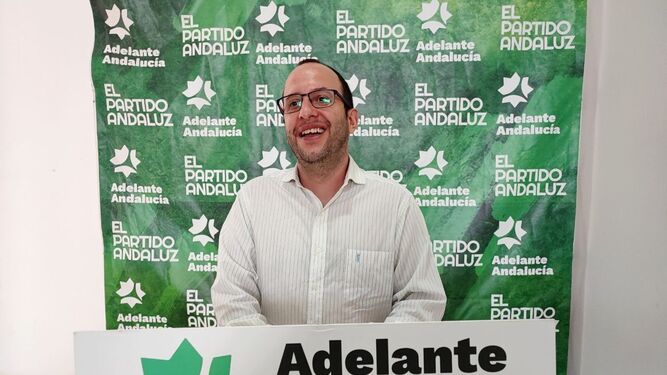 El secretario de Organización de Adelante Andalucía, Néstor Salvador, en un acto en Jerez